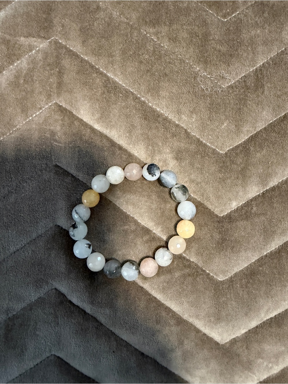 Natural Multi-Color Stone (Jade) Beaded Stretch Bracelet
